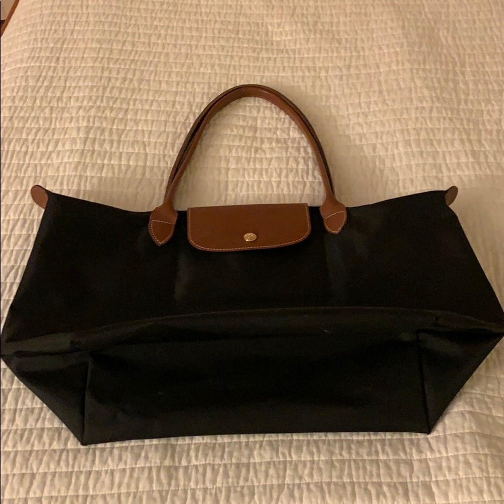 Black Le Pliage Nylon Longchamp Tote